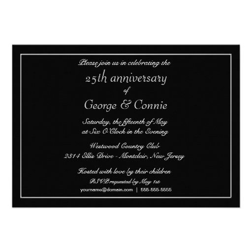 25th Anniversary Party Invitations - Personalized