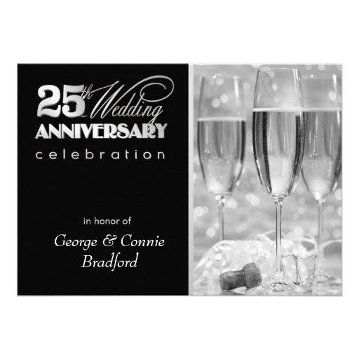 25th Anniversary Party Invitations - Personalized (front side)