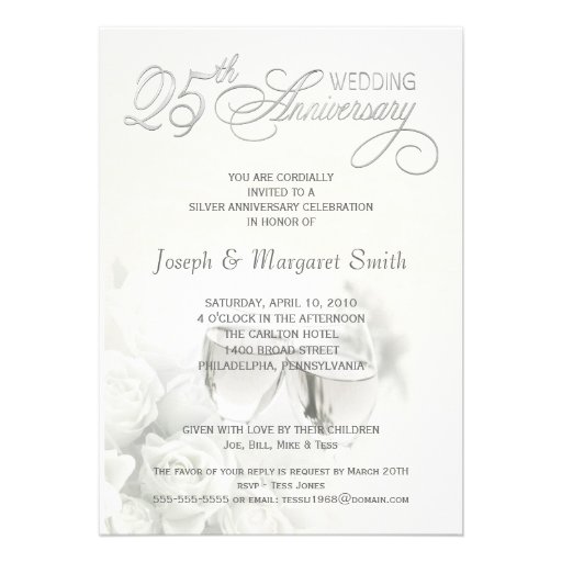 25th Anniversary Party Invitations - Personalized