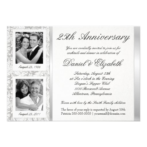 25th Anniversary - Photo Invitations - Then & Now (front side)