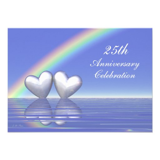 25th Anniversary Silver Hearts Invitation
