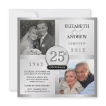 25th Anniversary Silver Invitations with 2 Photos