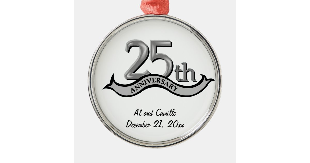 25th anniversary silver keepsake ornament zazzle 25th anniversary christmas ornament
