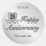 25th Anniversary - Silver Round Sticker