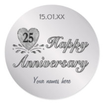 25th Anniversary - Silver Round Sticker