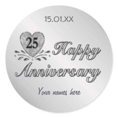 25th Anniversary - Silver Round Sticker