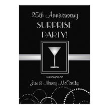 25th Anniversary Surprise Party Custom Invitations