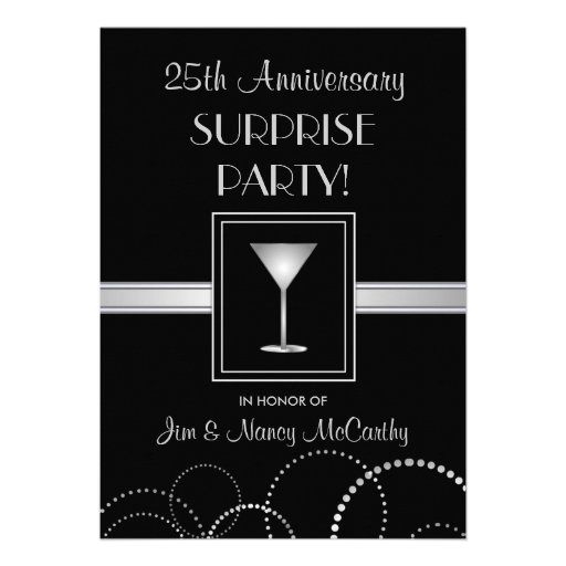 25th Anniversary Surprise Party Custom Invitations (front side)