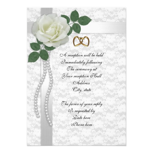 25th Anniversary vow renewal Invitation White rose