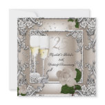 25th Anniversary Wedding Cream Rose Silver Invitation