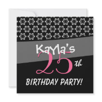 25th Birthday Black White Little Stars Invitations