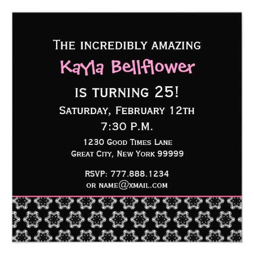 25th Birthday Black White Little Stars Invitations