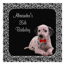 25th Birthday Dalmation & Animal Print Frame Personalized Announcement