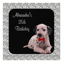 25th Birthday Dalmation & Silver Frame Personalized Announcement