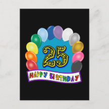 25th Birthday Gifts with Assorted Balloons Design Post 