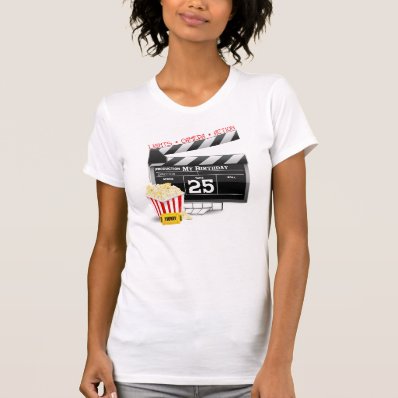 25th Birthday Hollywood Movie Party T Shirts