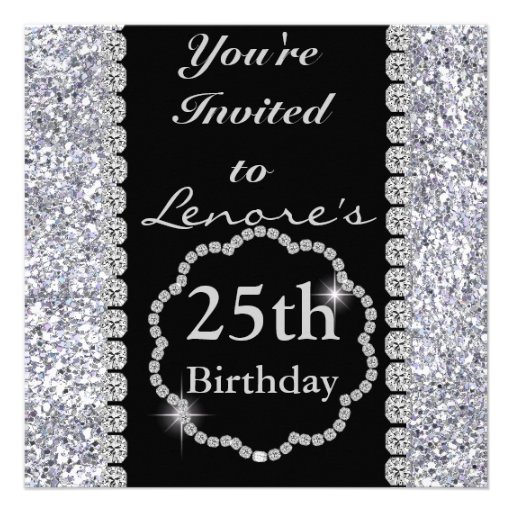 25th Birthday Party Invitation DIAMONDS & SPARKLES