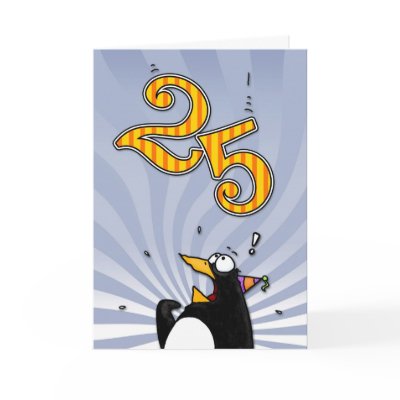 25th Birthday - Penguin Surprise Card