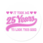 25th Birthday Round Sticker