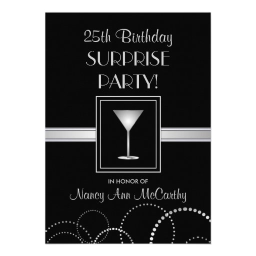 25th Birthday Surprise Party Custom Invitations