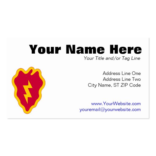 25th Infantry Division Business Card (front side)