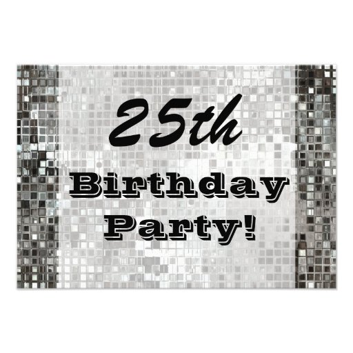25th Or Any Age Birthday Party Silver Invitation