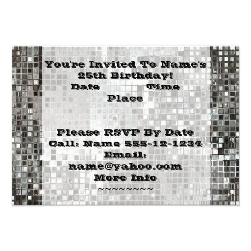 25th Or Any Age Birthday Party Silver Invitation