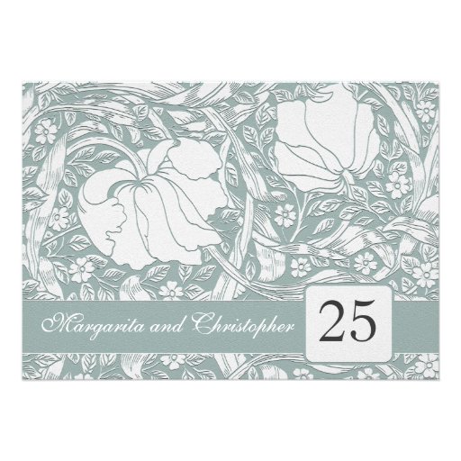 25th silver anniversary floral invitations (front side)