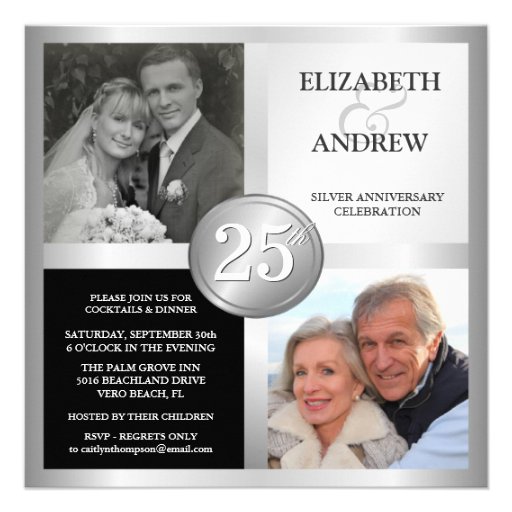 25th Silver Anniversary Invitations with 2 Photos (front side)