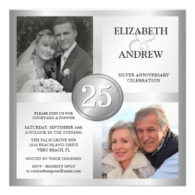 25th Silver Anniversary Invitations with 2 Photos
