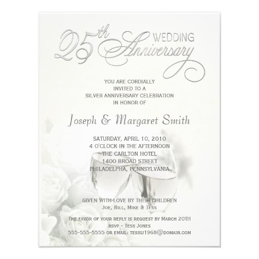 25th Silver Anniversary Party Invitations