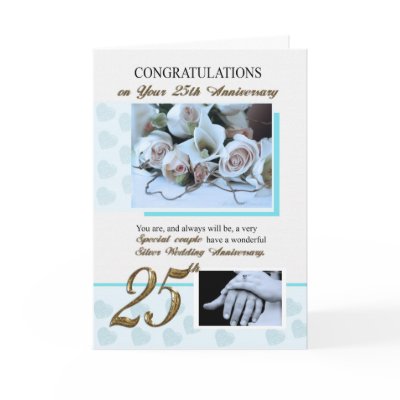 Silver Wedding Cards on 25th Silver Wedding Anniversary Greeting Card From Zazzle Com