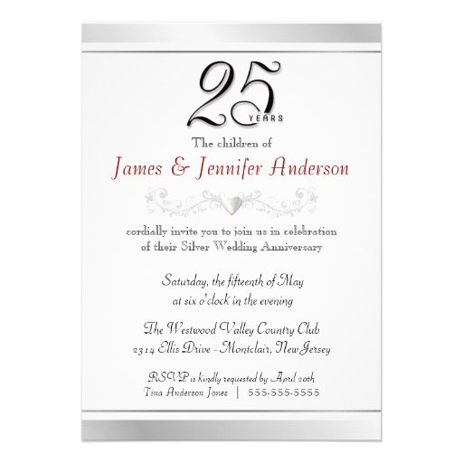 25th Silver Wedding Anniversary Invitations (front side)