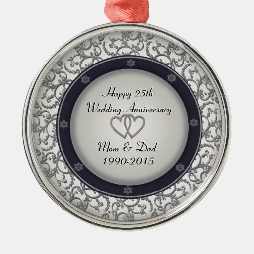 25th Silver Wedding Anniversary Metal Ornament | Zazzle