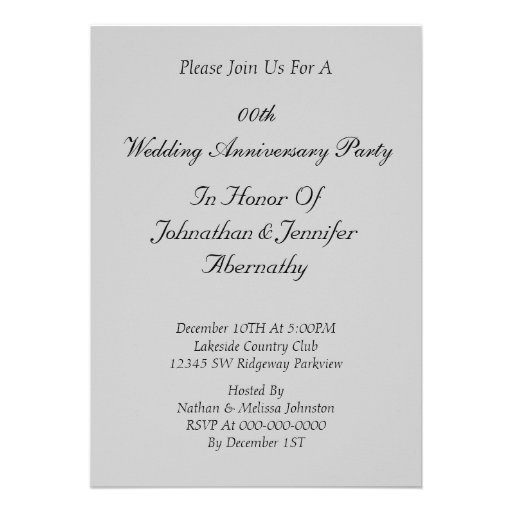 25th Silver Wedding Anniversary Party Invitation