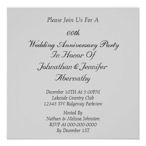 25th Silver Wedding Anniversary Party Invitation