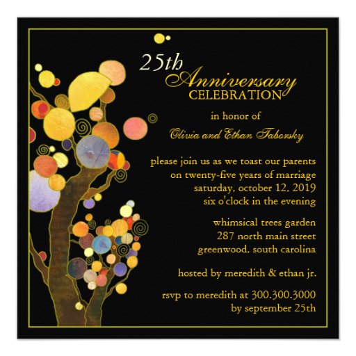 25th Silver Wedding Anniversary Party Invitations