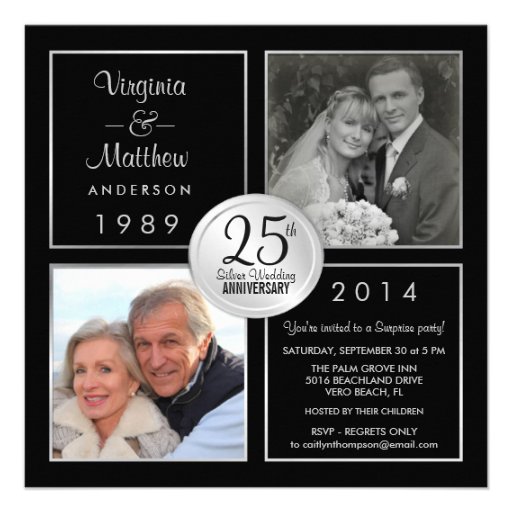 25th Silver Wedding Anniversary Surprise Party Custom Invitation (front side)