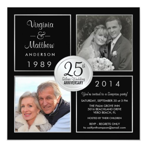 Formal Affair Heart Silver Anniversary 25 Wedding Party Deluxe Thank You Notes