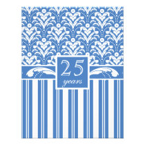 25th Wedding Anniversary Blue White Damask invitations