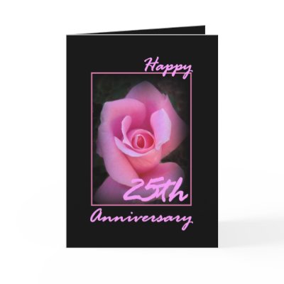 25th Wedding Anniversary Card with Pink Rosebud by JaclinArt