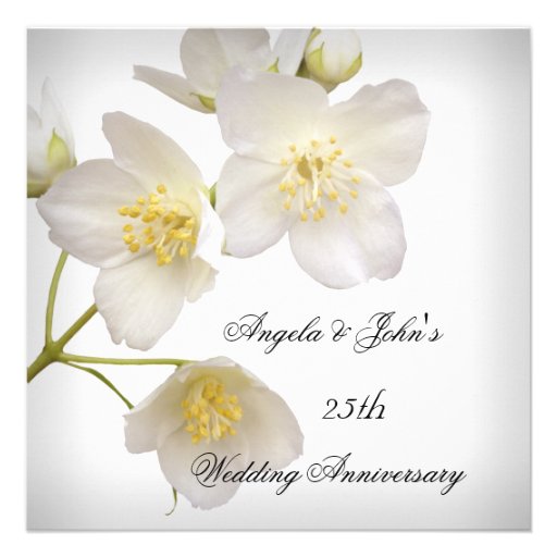 25th Wedding Anniversary Elegant Floral White Custom Invitation