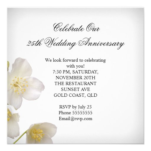 25th Wedding Anniversary Elegant Floral White Custom Invitation