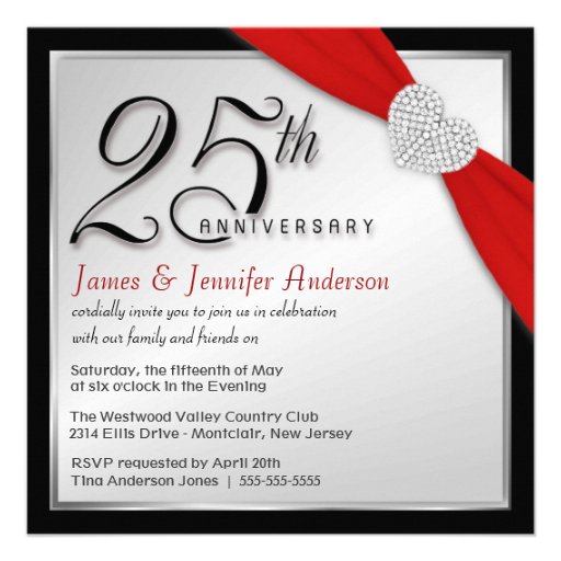 25th Wedding Anniversary - Elegant Invitations