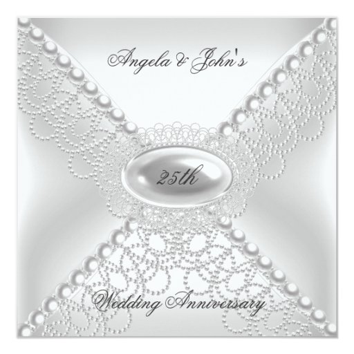 25th Wedding Anniversary Elegant Pearl White Card Zazzle