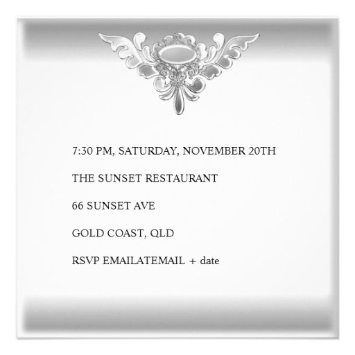25th Wedding Anniversary Elegant Silver White Invites