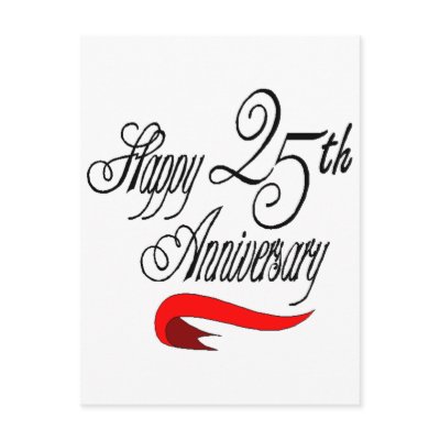 25th Wedding Anniversary Gifts Post Card