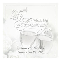 25th Wedding Anniversary Invitations - Square