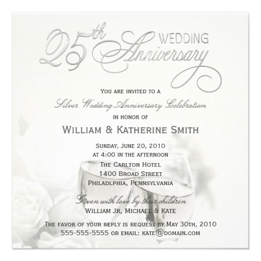 25th Wedding Anniversary Invitations - Square