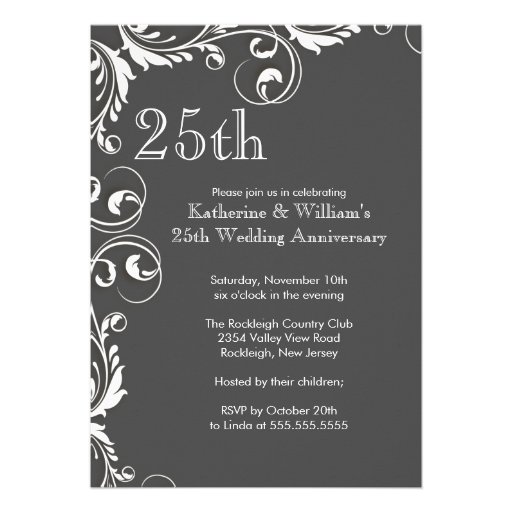 25th Wedding Anniversary Party Invitations (front side)